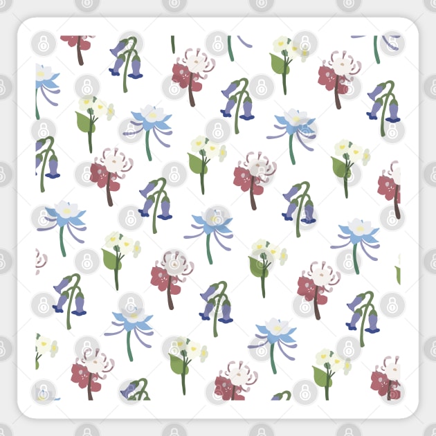Liyue Flowers Print (White) Sticker by casserolestan